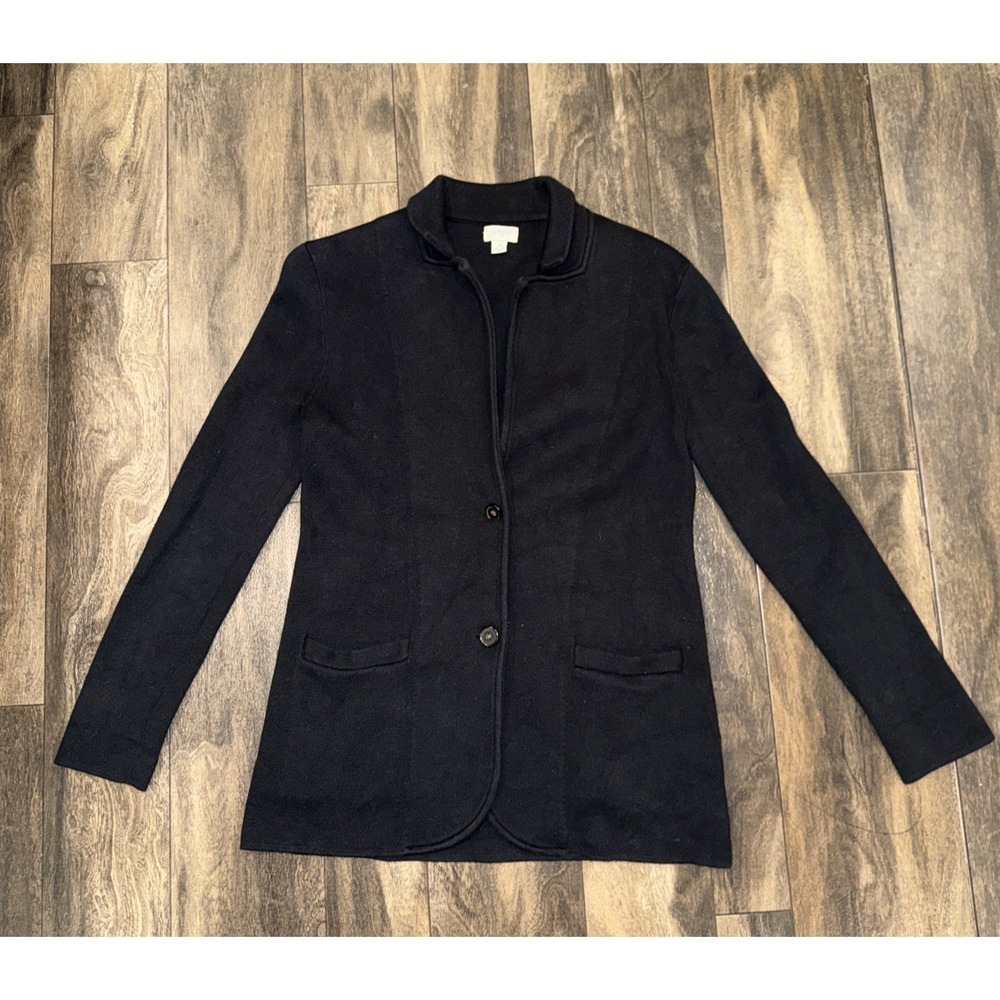 J.CREW Factory Knit Sweater Blazer Cardigan Cotton Women's Size S Black